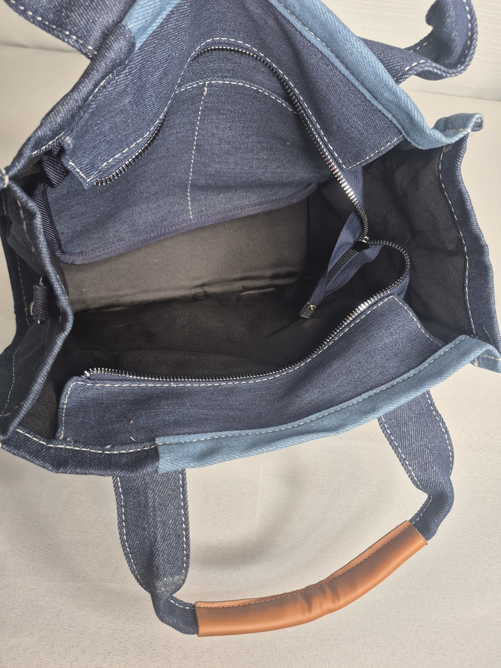 Fashion Patchwork Denim Tote Bag NWOT - Picture 11 of 12